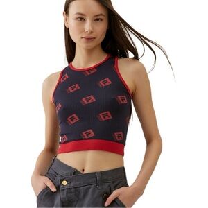 KROST X FILA Knit Tank Top navy blue/red cropped